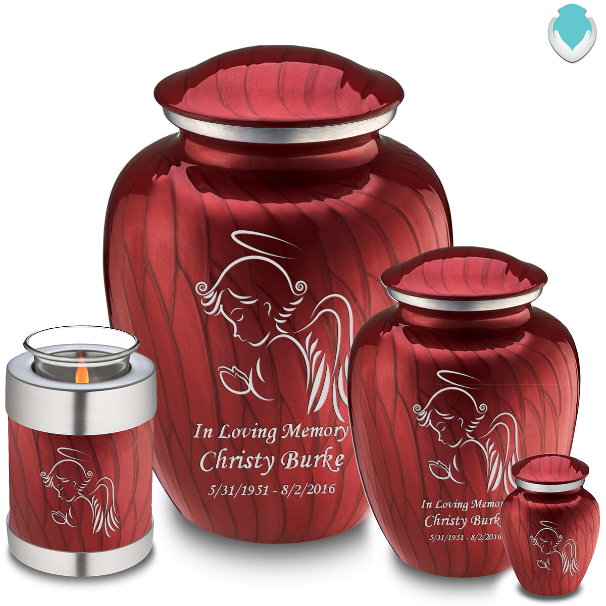 Keepsake Embrace Pearl Candy Red Angel Cremation Urn
