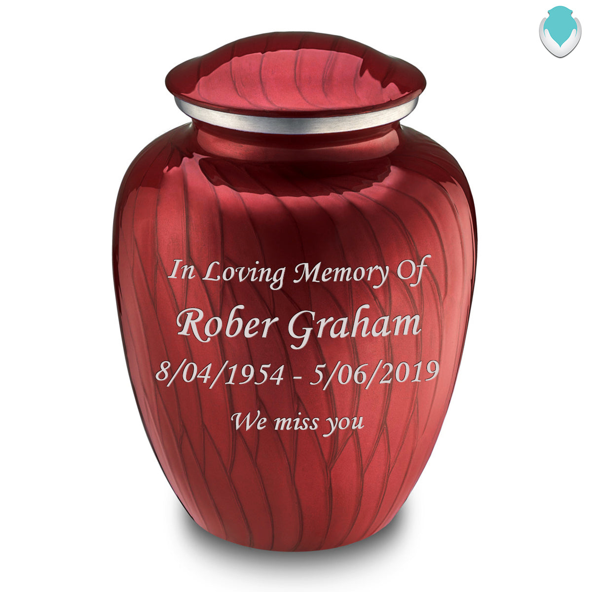 Adult Embrace Pearl Candy Red Custom Engraved Cremation Urn