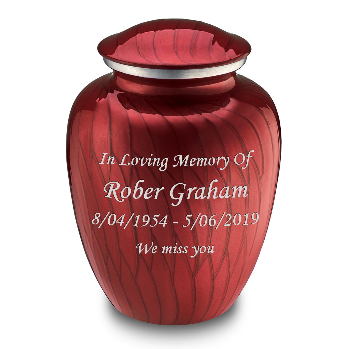 Adult Embrace Pearl Candy Red Custom Engraved Cremation Urn