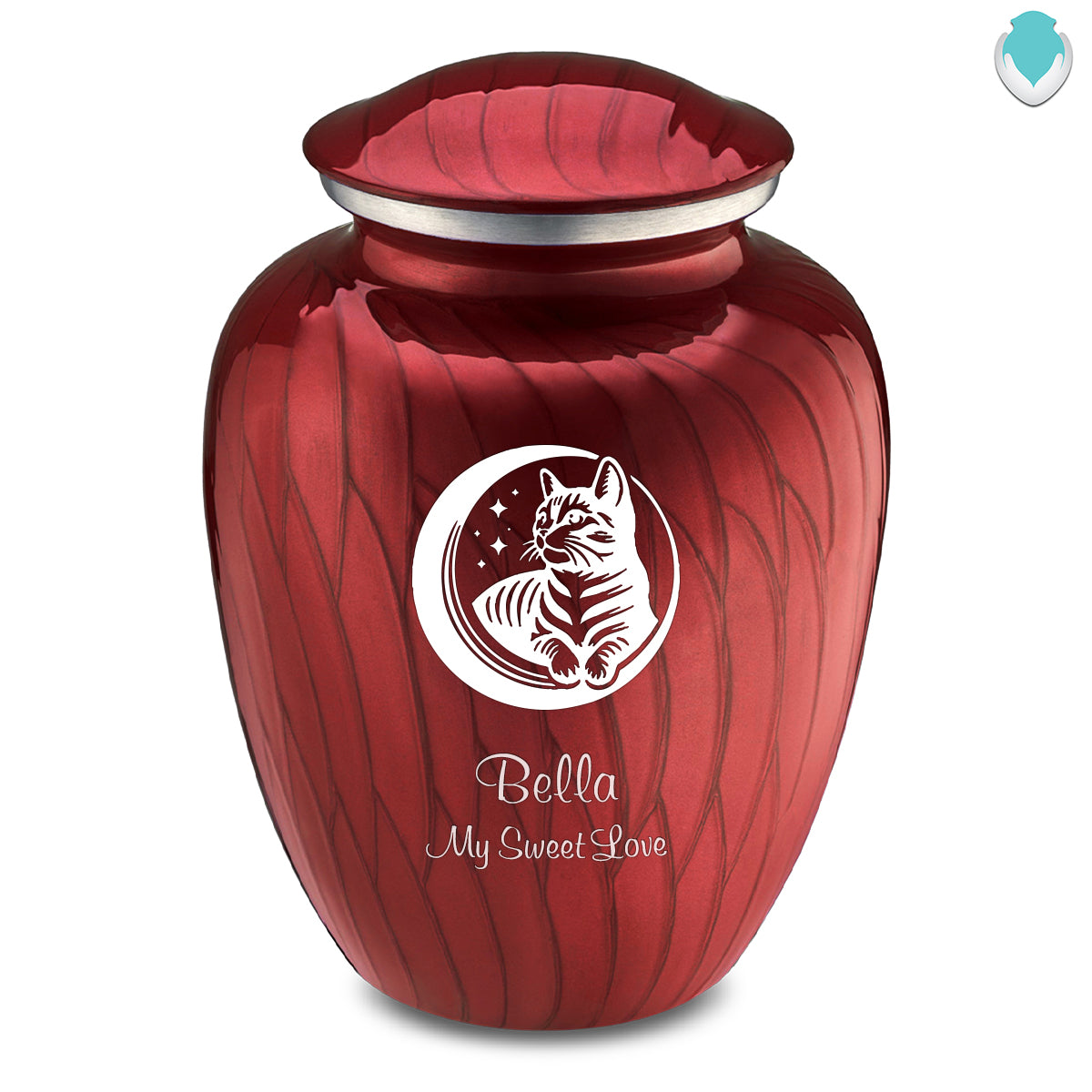 Large Embrace Pearl Bright Red  Pet Cute Cat Cremation Urn