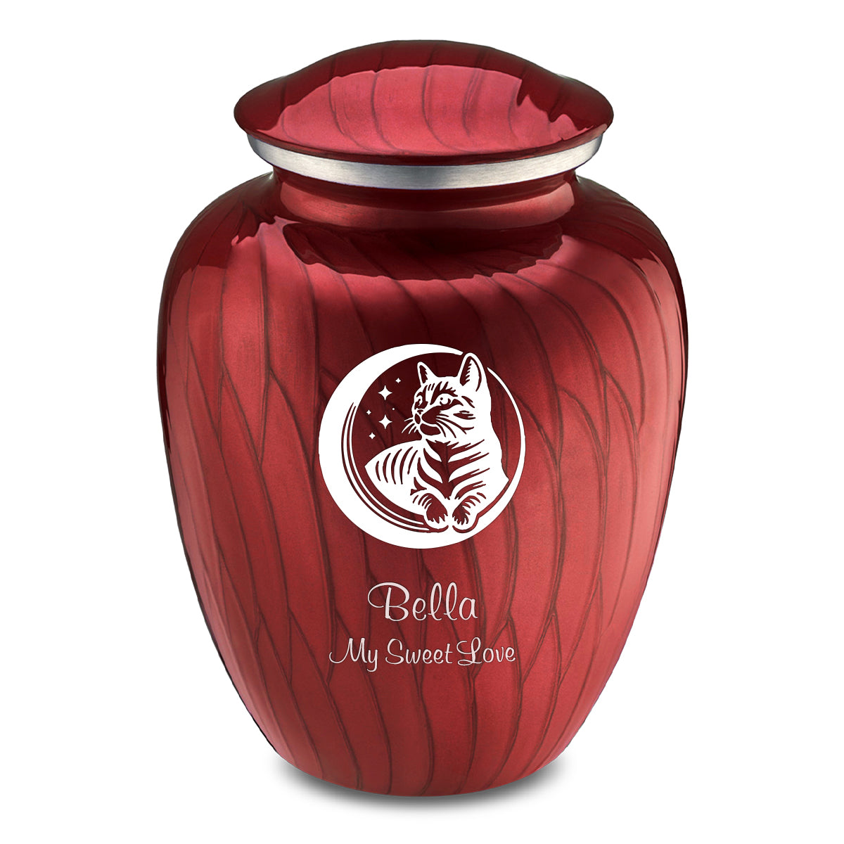 Large Embrace Pearl Bright Red  Pet Cute Cat Cremation Urn