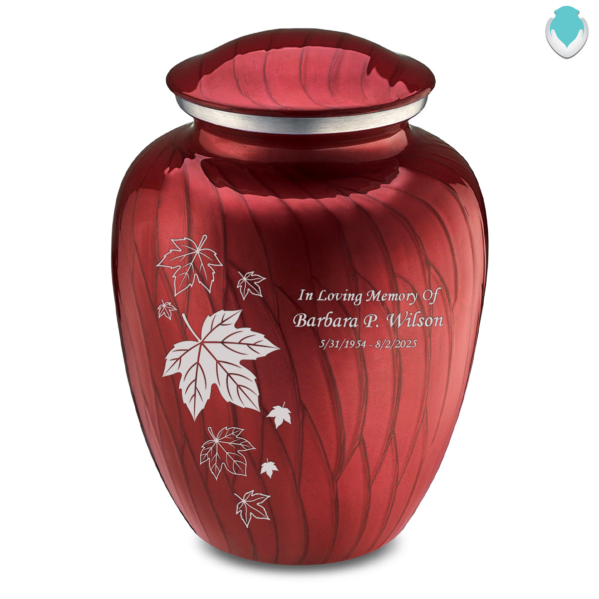 Adult Embrace Pearl Candy Red Falling Leaves Cremation Urn