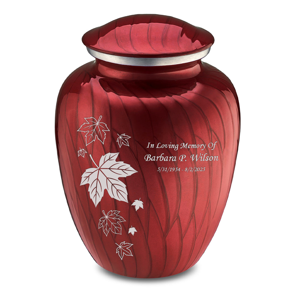 Adult Embrace Pearl Candy Red Falling Leaves Cremation Urn