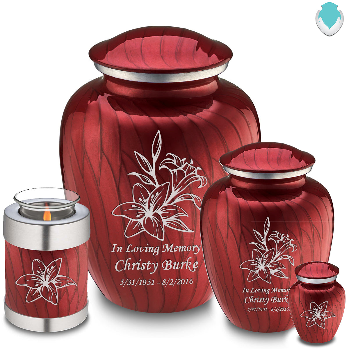 Adult Embrace Pearl Candy Red Lily Cremation Urn