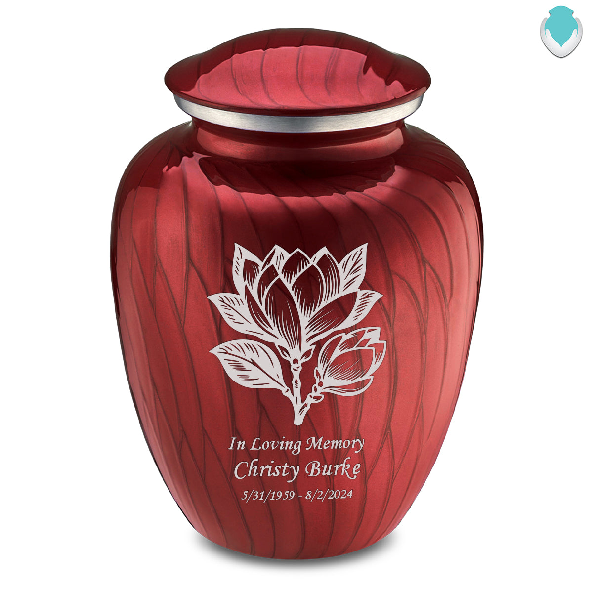Adult Embrace Pearl Candy Red Magnolia Flower Cremation Urn