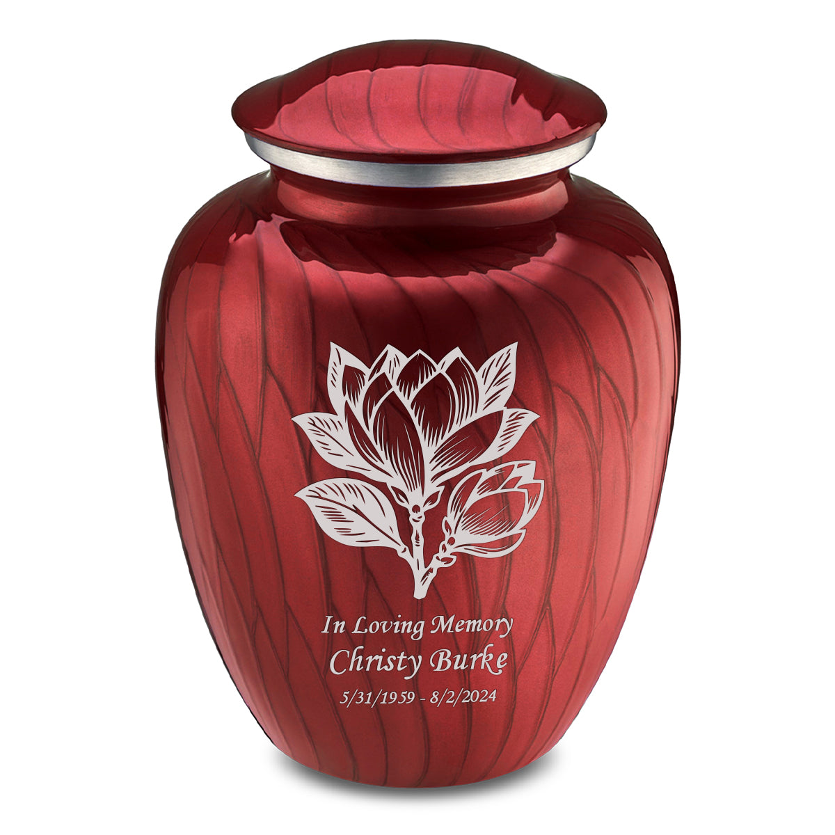 Adult Embrace Pearl Candy Red Magnolia Flower Cremation Urn