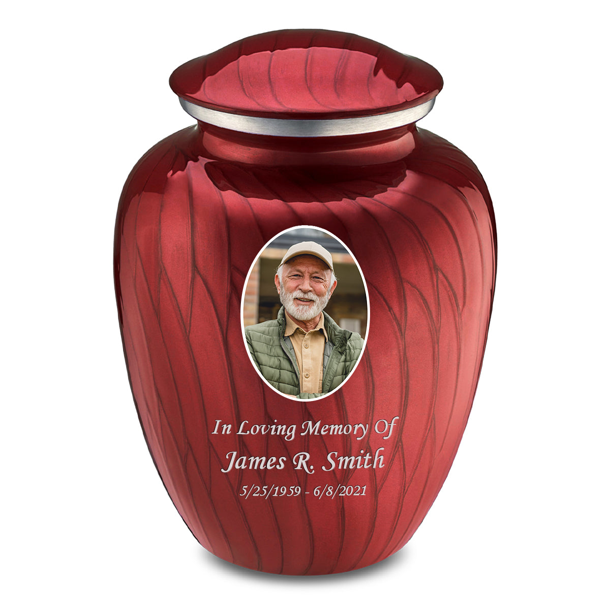 Adult Embrace Pearl Candy Red Portrait Cremation Urn