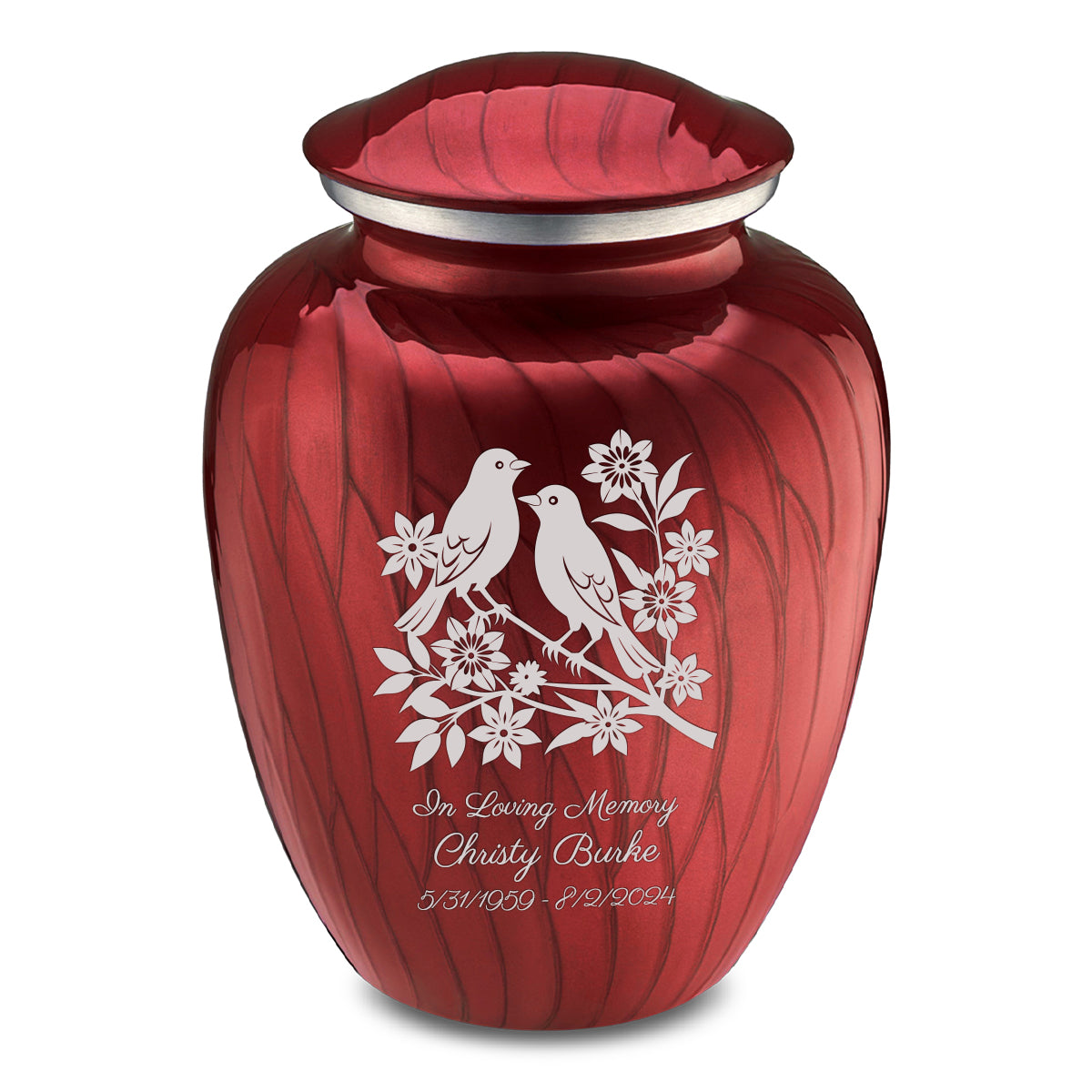 Adult Embrace Pearl Candy Red Songbirds Cremation Urn