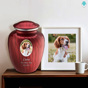 Adult Pet Embrace Pearl Candy Red Portrait Cremation Urn
