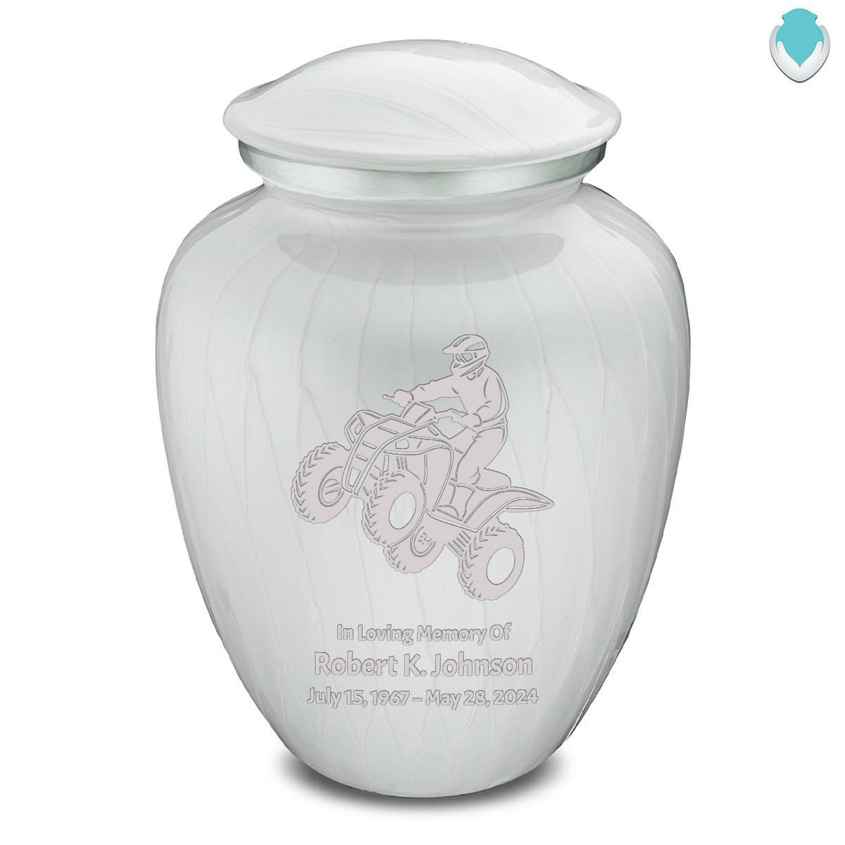 Adult Embrace Pearl White ATV Cremation Urn