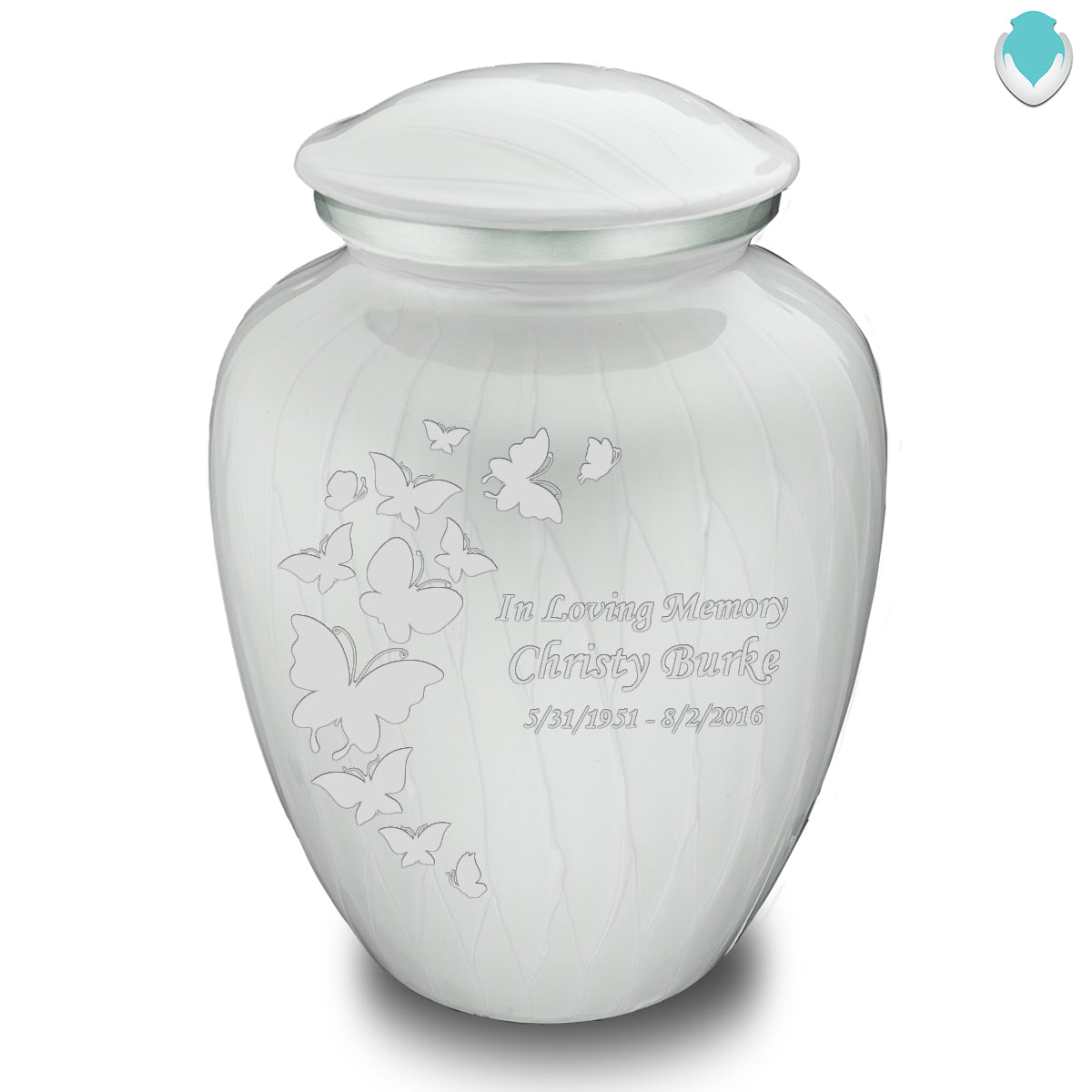 Adult Embrace Pearl White Butterfly Cremation Urn