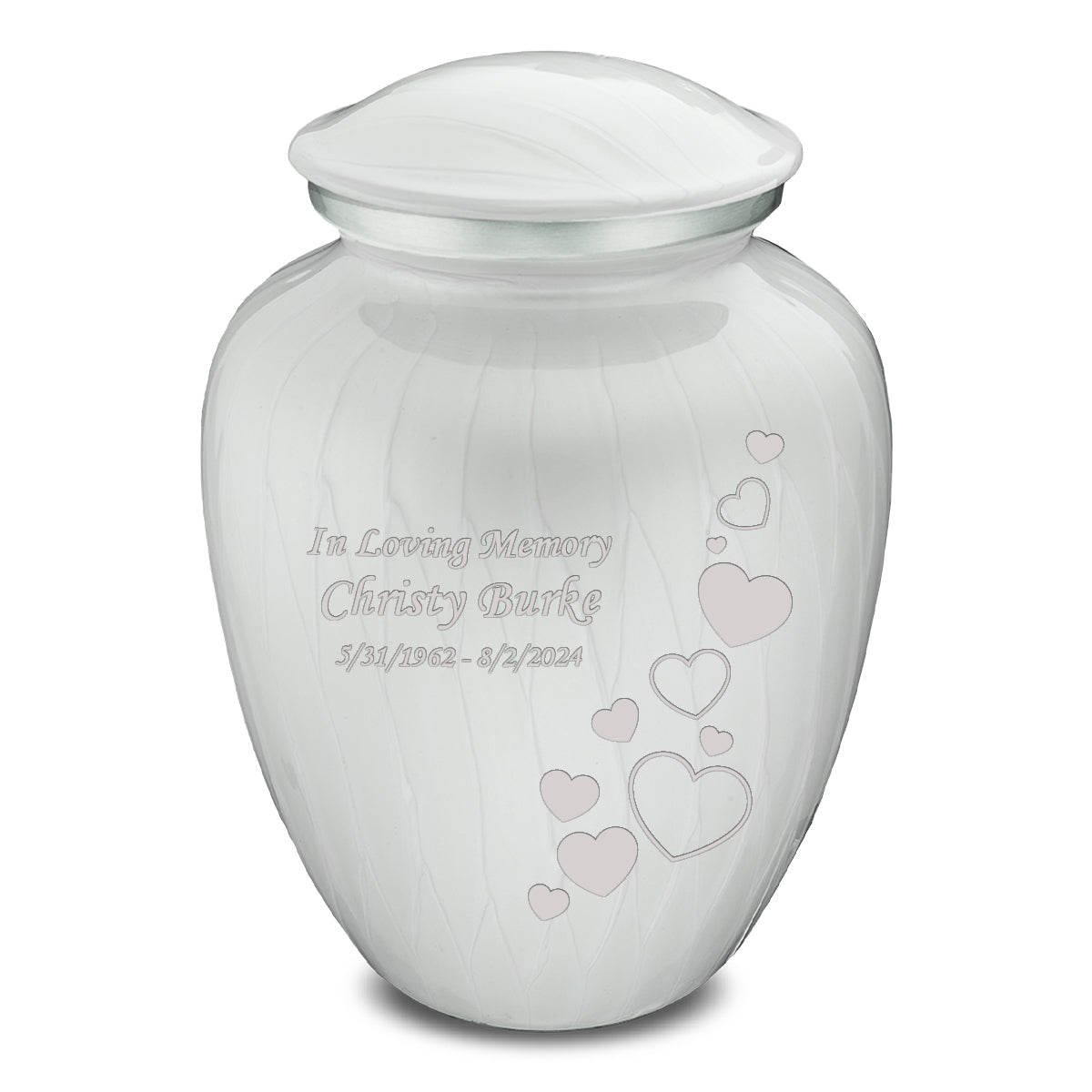 Adult Embrace Pearl White Floating Heart Cremation Urn