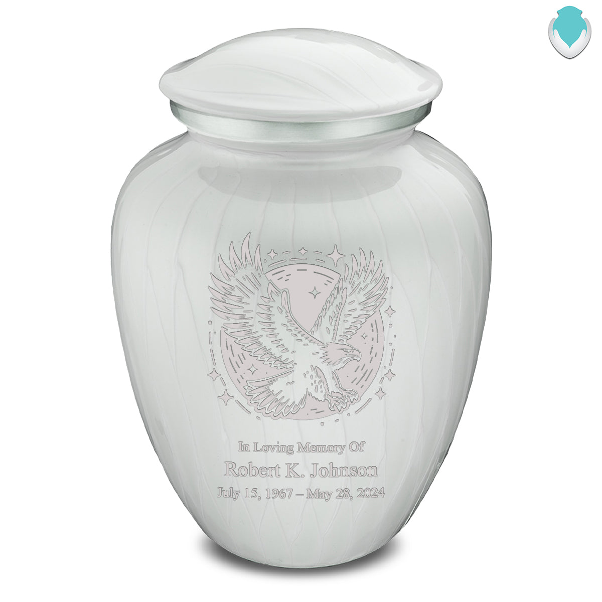 Adult Embrace Pearl White Flying Eagle Cremation Urn