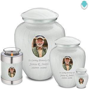 Adult Embrace Pearl White Portrait Cremation Urn
