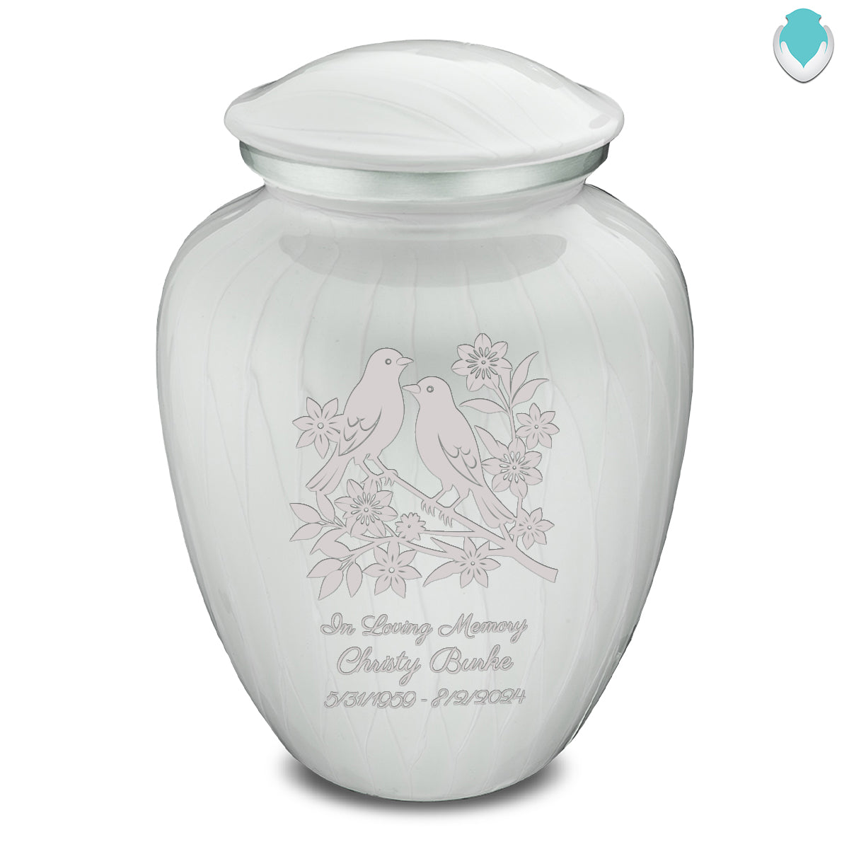 Adult Embrace Pearl White Songbirds Cremation Urn