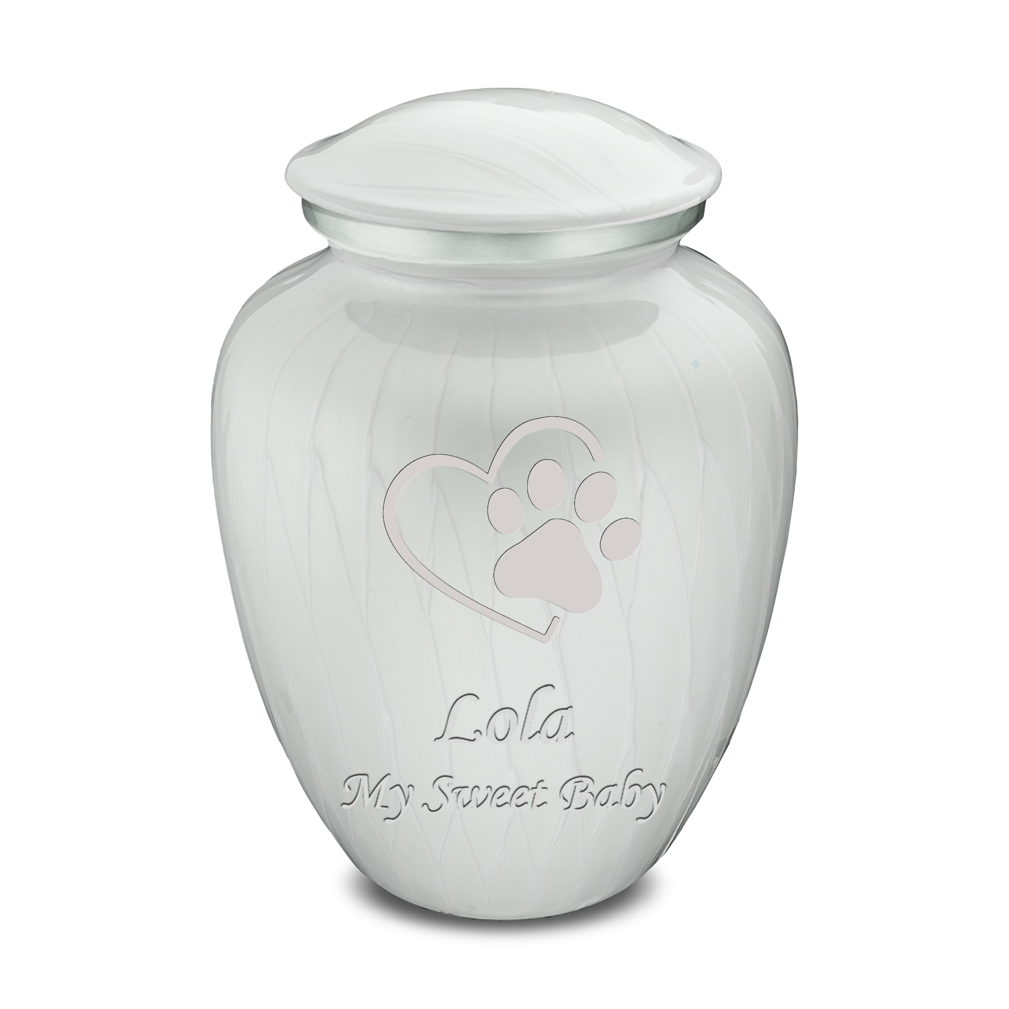 Large Embrace Pearl White Single Paw Heart Pet Cremation Urn
