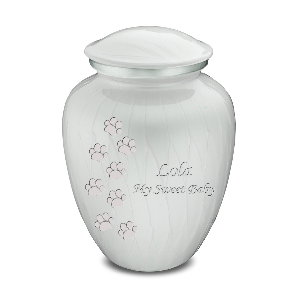 Large Embrace Pearl White Walking Paws Pet Cremation Urn