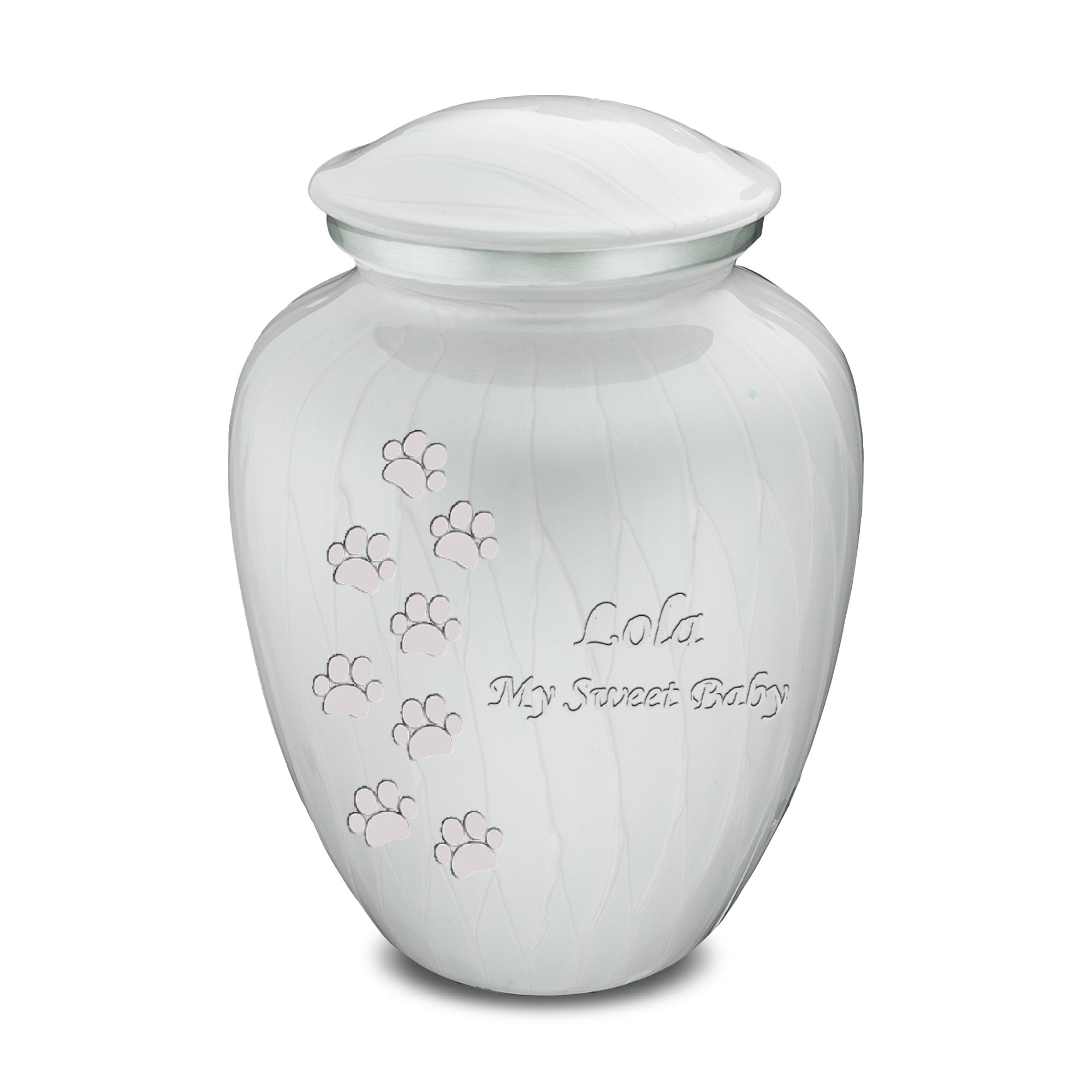 Large Embrace Pearl White Walking Paws Pet Cremation Urn