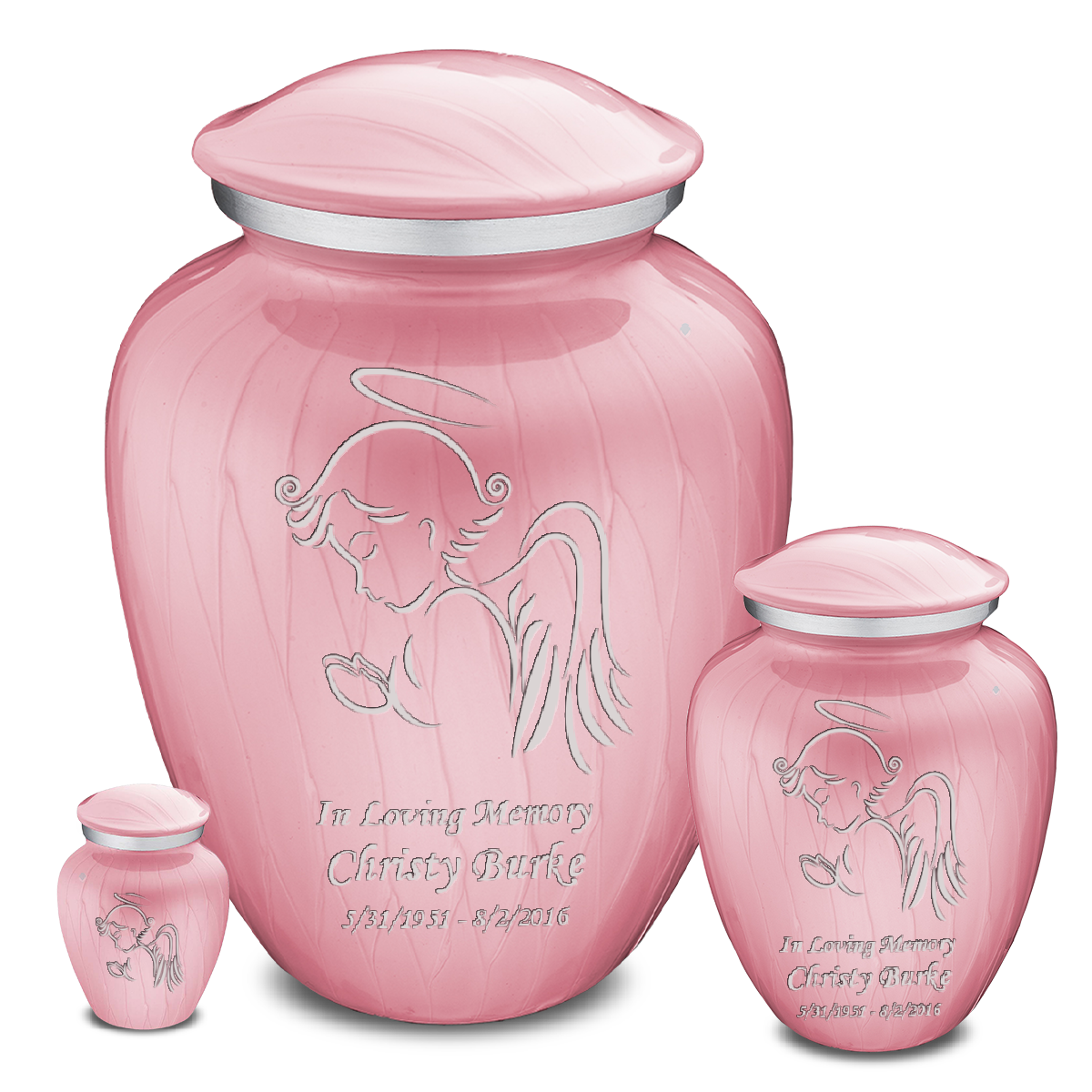 Adult Embrace Pearl Pink Angel Cremation Urn