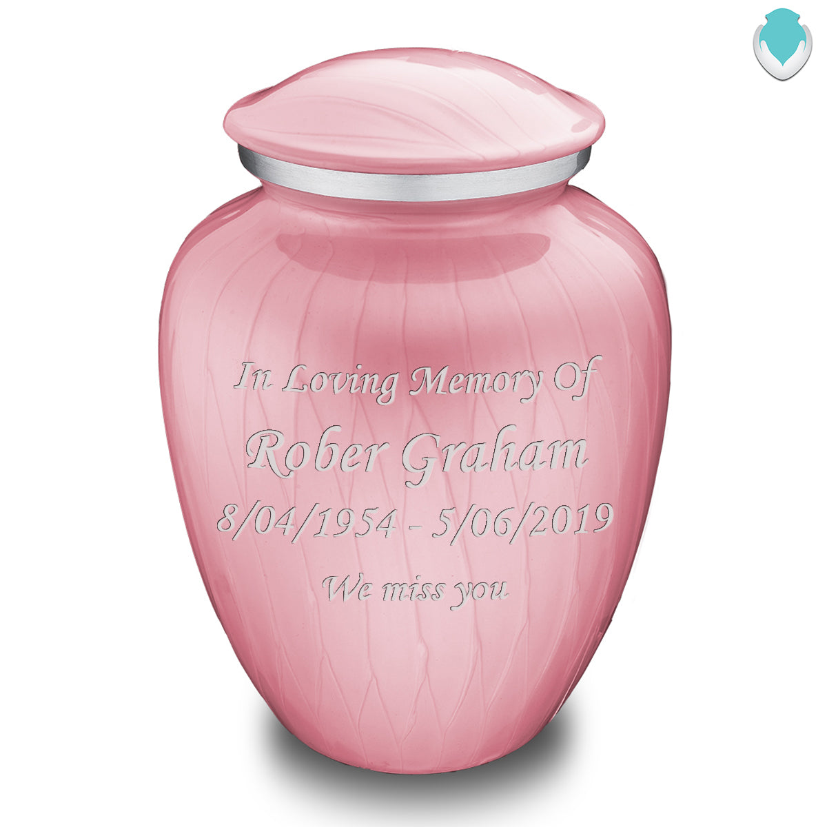 Adult Embrace Pearl Light Pink Custom Engraved Cremation Urn