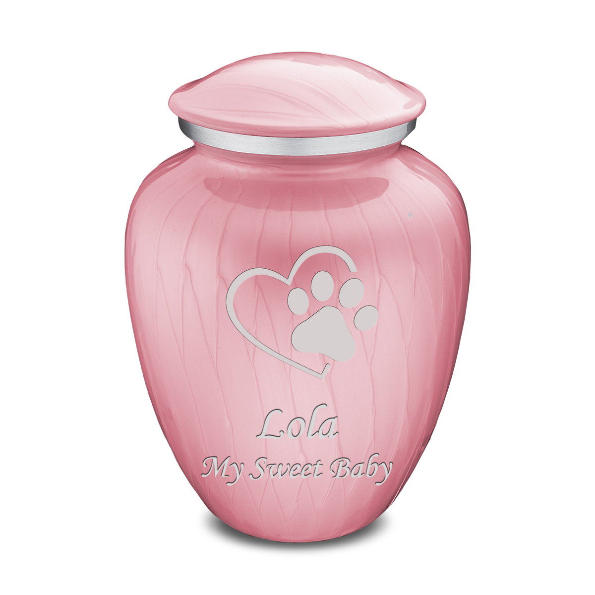 Large Embrace Pearl Light Pink Single Paw Heart Pet Cremation Urn