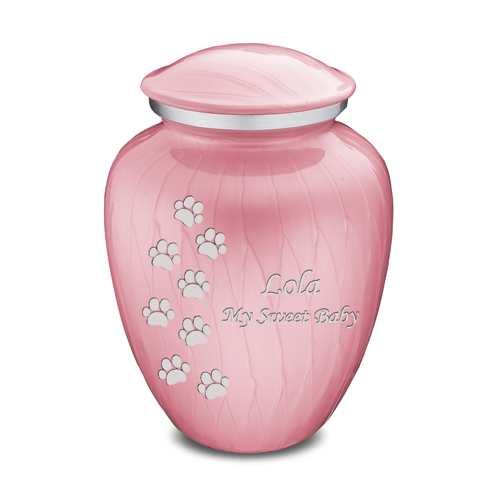 Large Embrace Pearl Light Pink Walking Paws Pet Cremation Urn