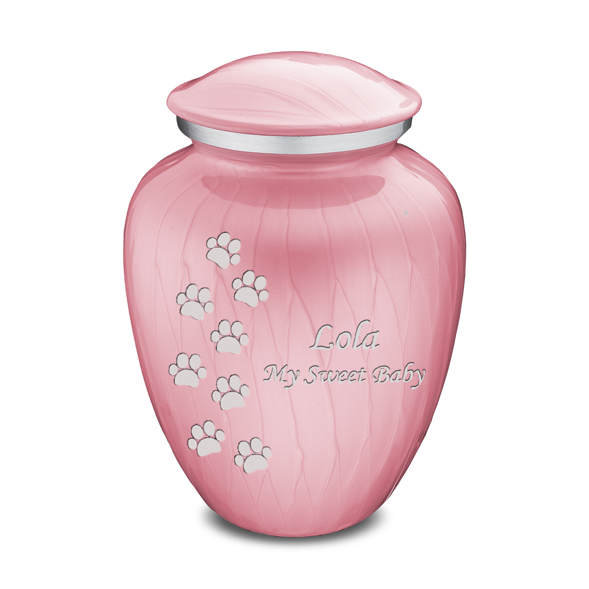 Large Embrace Pearl Light Pink Walking Paws Pet Cremation Urn