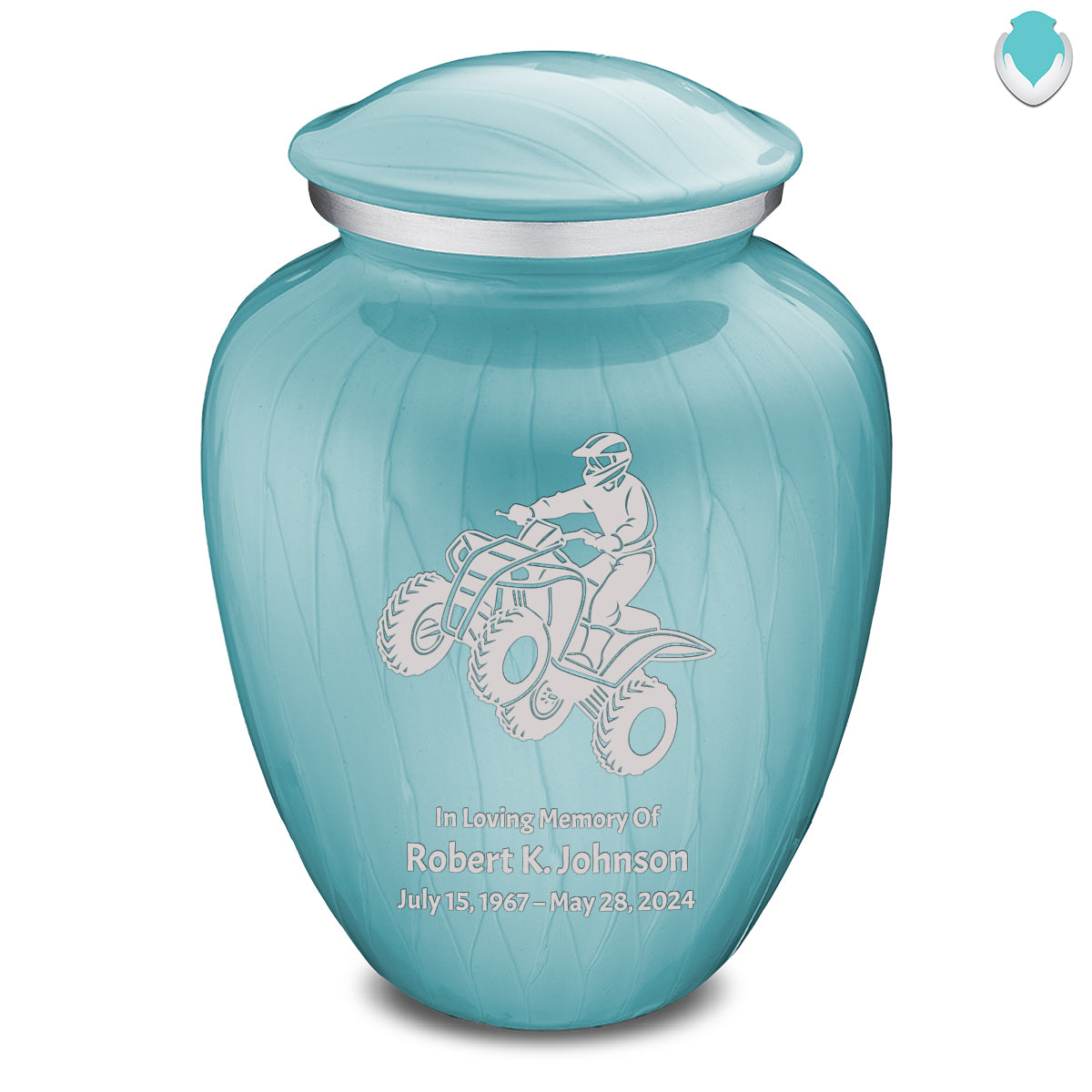 Adult Embrace Pearl Light Blue ATV Cremation Urn