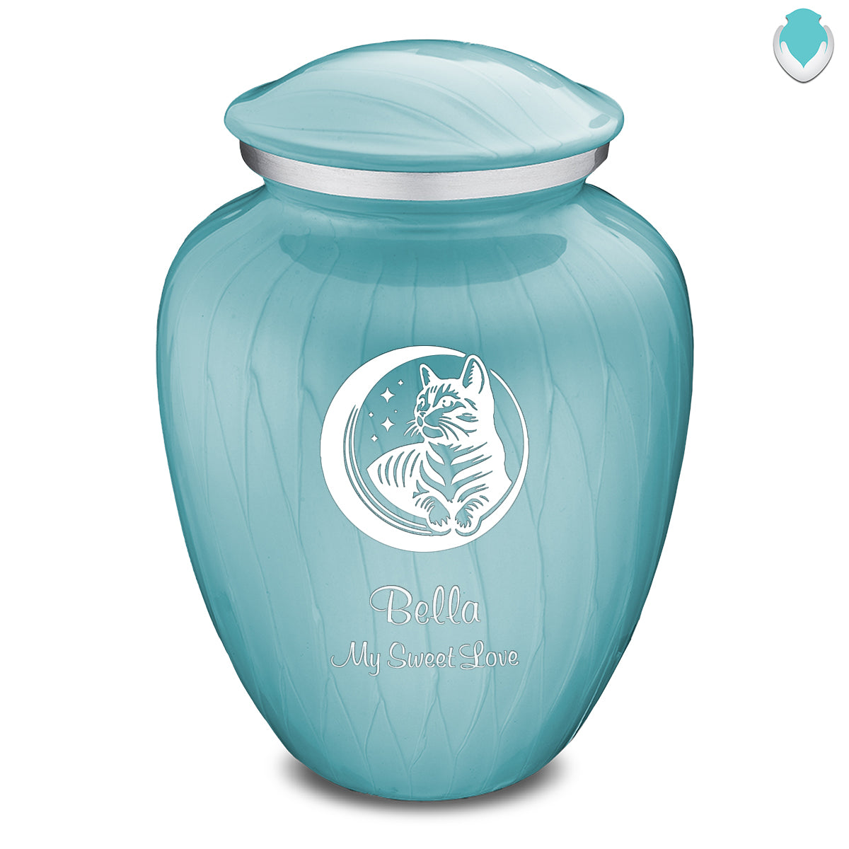 Large Embrace Pearl Light Blue  Pet Cute Cat Cremation Urn