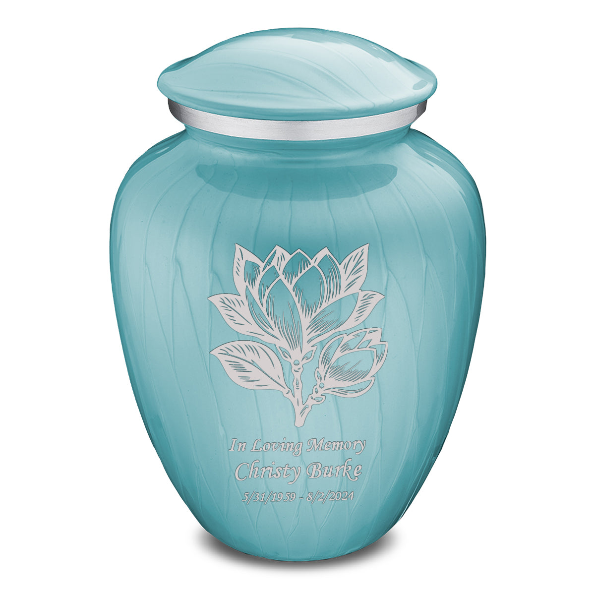 Adult Embrace Pearl Light Blue Magnolia Flower Cremation Urn