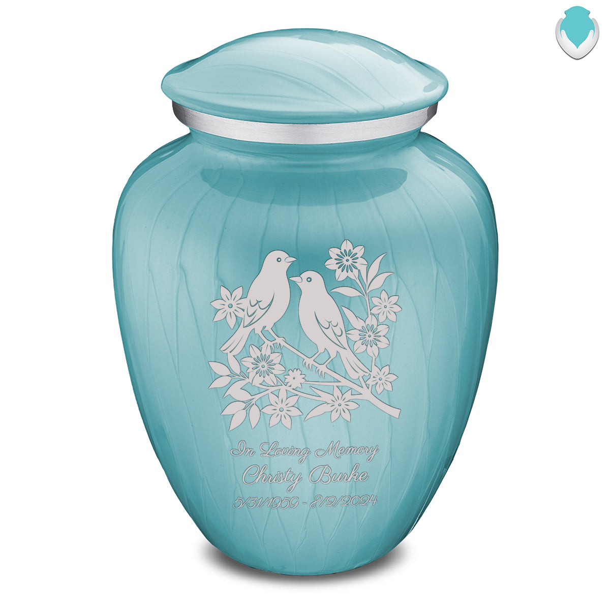 Adult Embrace Pearl Light Blue Songbirds Cremation Urn