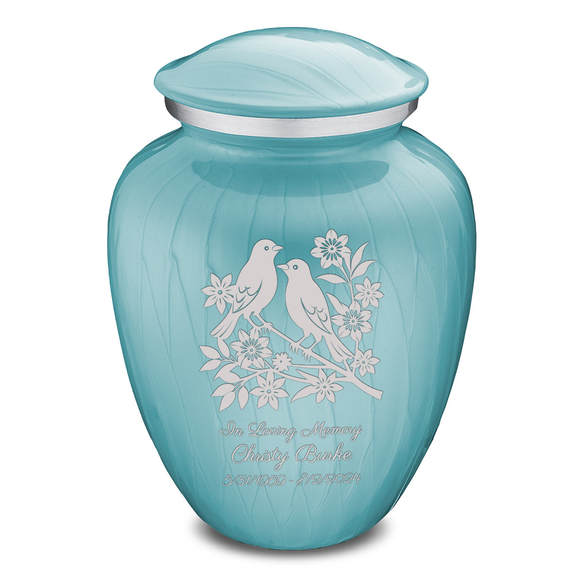 Adult Embrace Pearl Light Blue Songbirds Cremation Urn