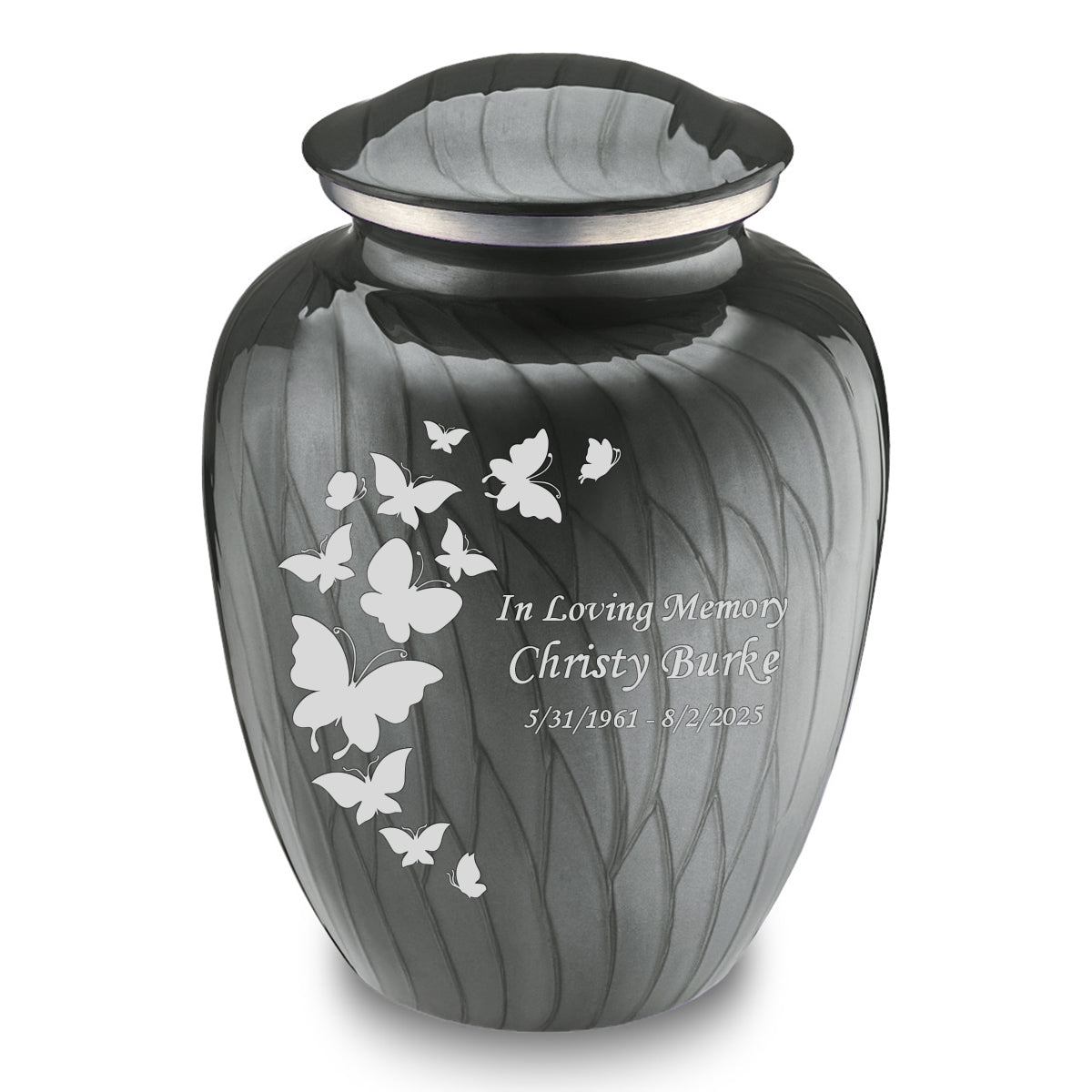 Adult Embrace Pearl Silver Butterfly Cremation Urn