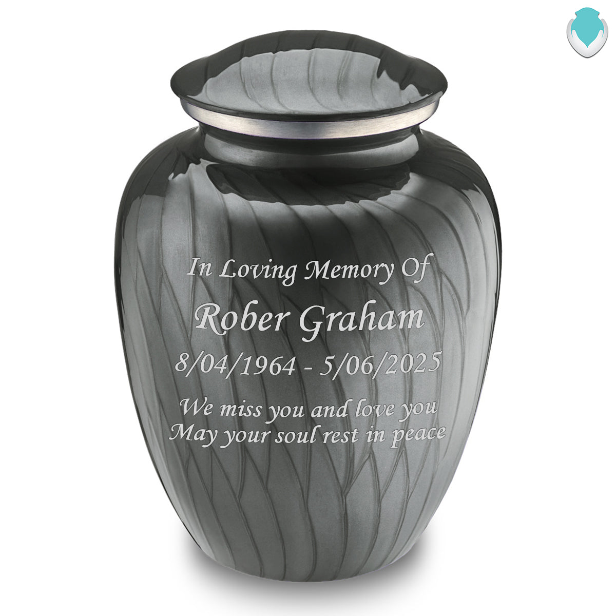 Adult Embrace Pearl Silver Custom Engraved Cremation Urn