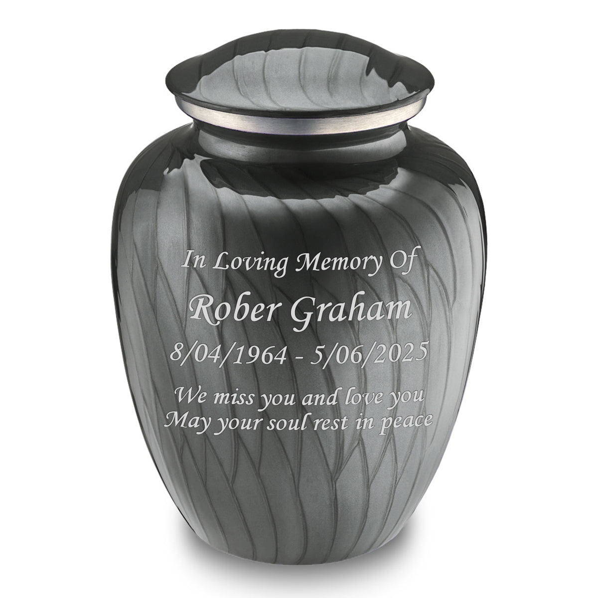 Adult Embrace Pearl Silver Custom Engraved Cremation Urn