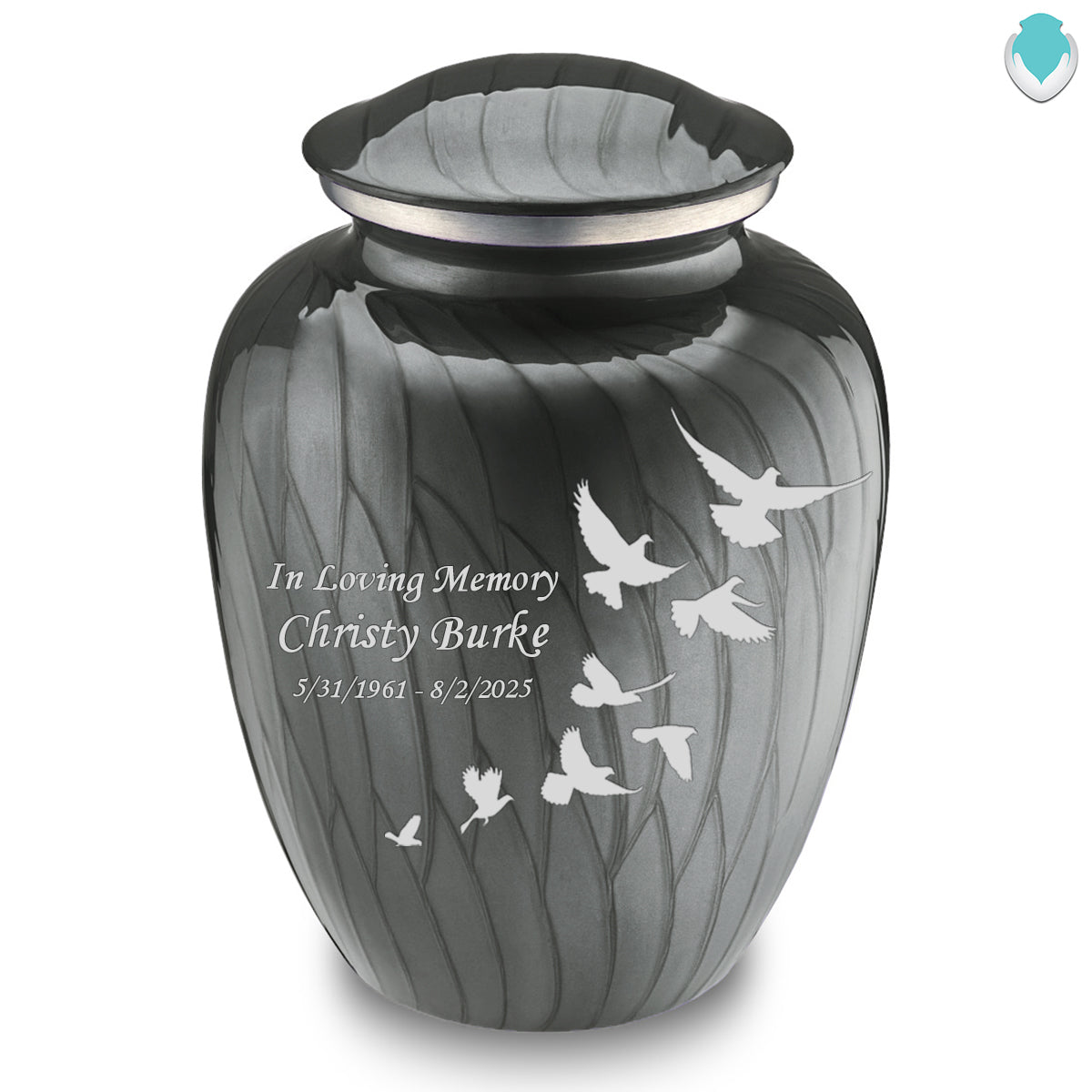 Adult Embrace Pearl Silver Doves Cremation Urn