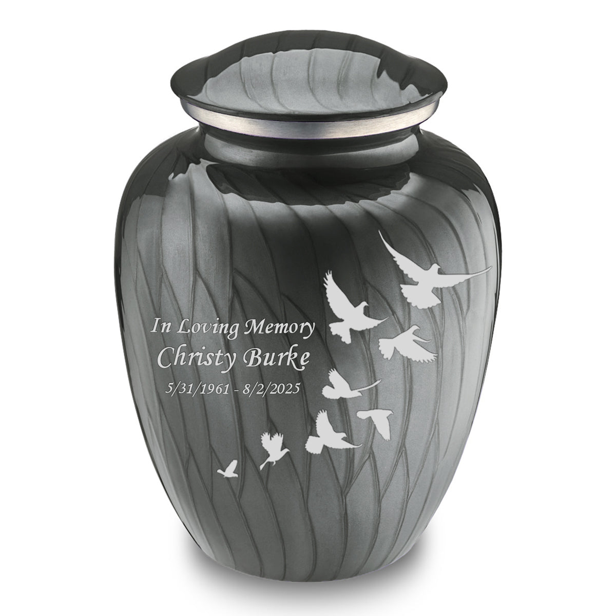 Adult Embrace Pearl Silver Doves Cremation Urn