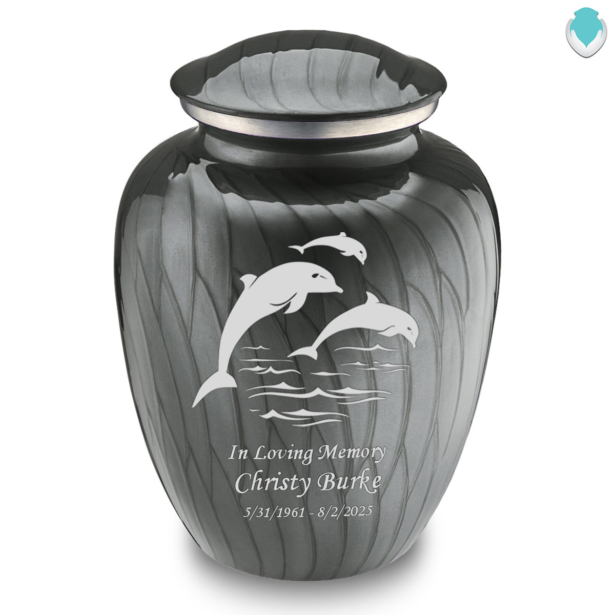 Adult Embrace Pearl Silver Dolphin Cremation Urn