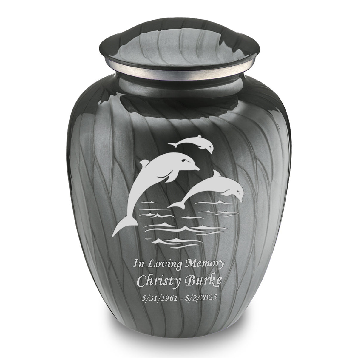 Adult Embrace Pearl Silver Dolphin Cremation Urn