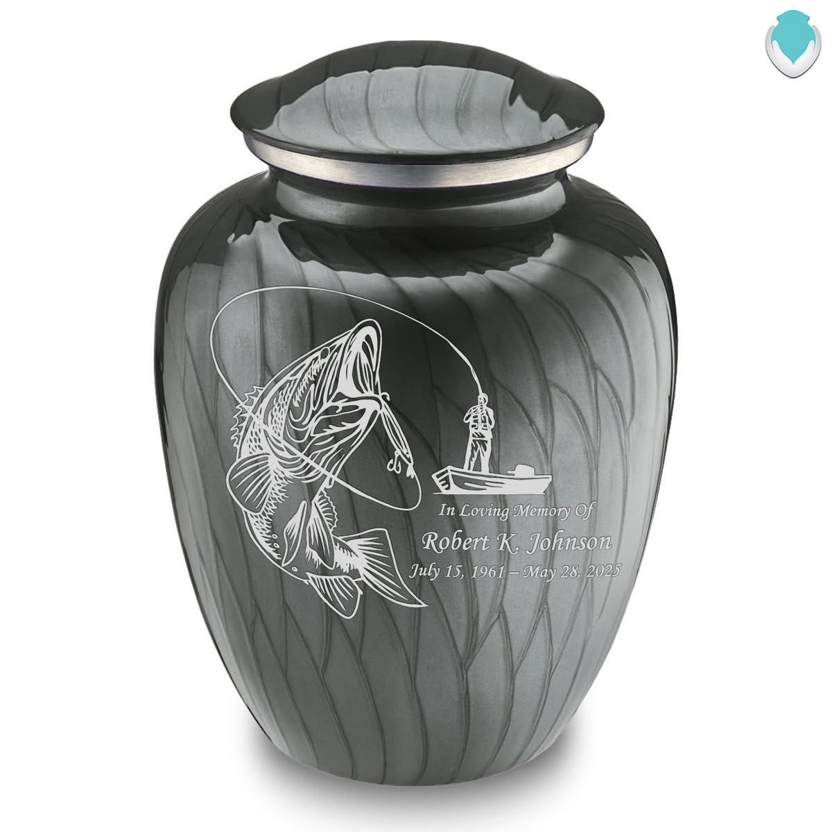 Adult Embrace Pearl Silver Fishing Cremation Urn