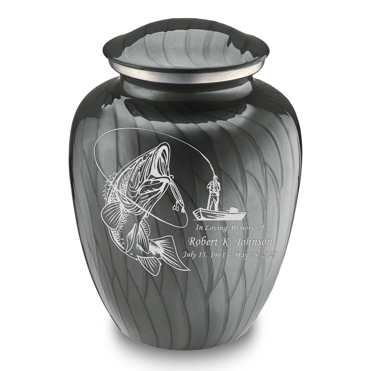 Adult Embrace Pearl Silver Fishing Cremation Urn