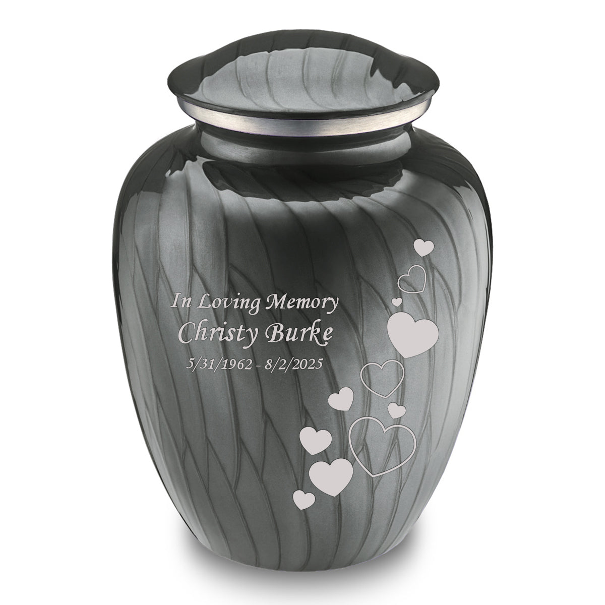 Adult Embrace Pearl Silver Floating Heart Cremation Urn