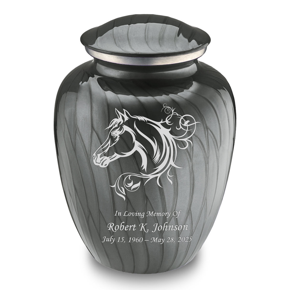 Adult Embrace Pearl Silver Horse Cremation Urn