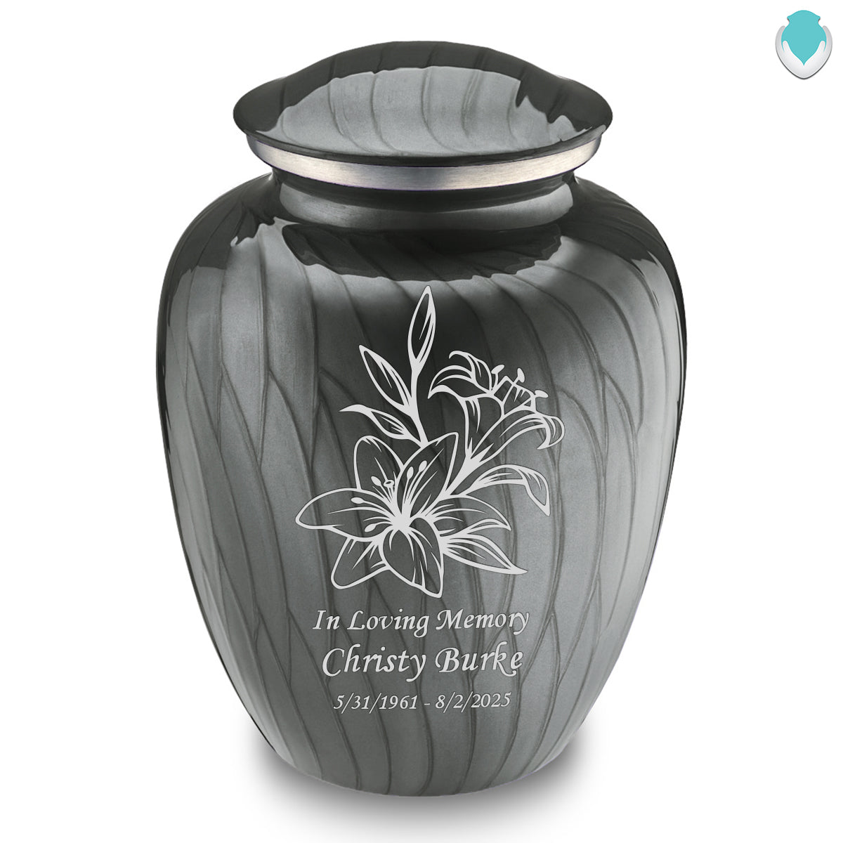 Adult Embrace Pearl Silver Lily Cremation Urn