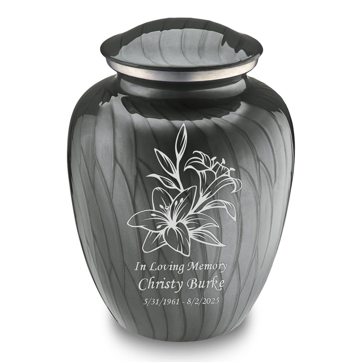 Adult Embrace Pearl Silver Lily Cremation Urn