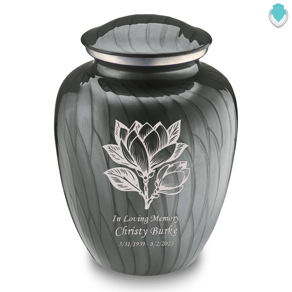 Adult Embrace Pearl Silver Magnolia Flower Cremation Urn