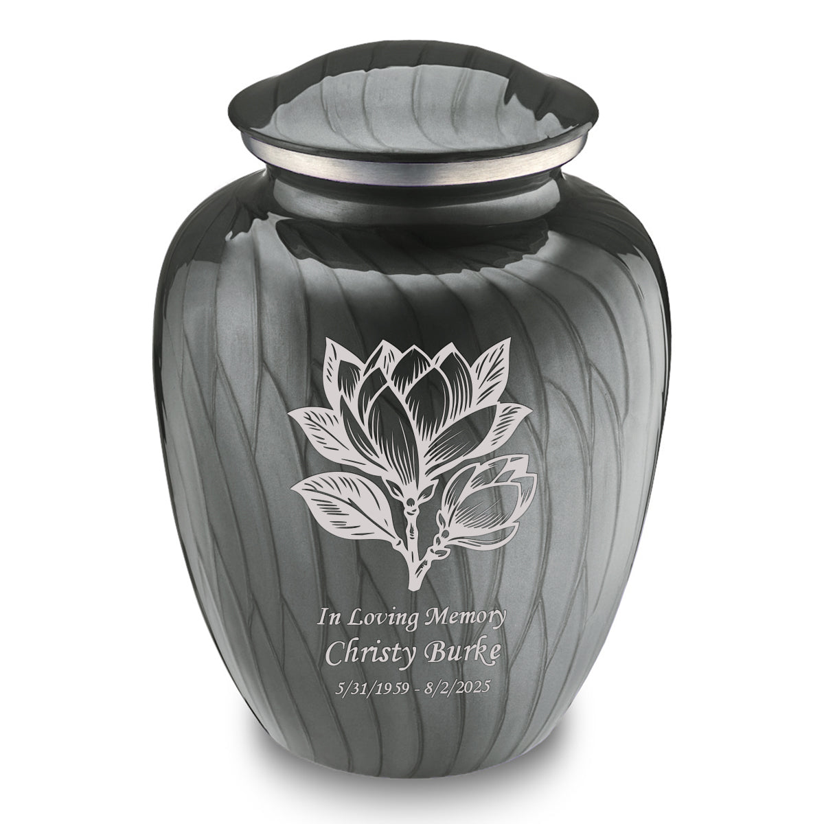 Adult Embrace Pearl Silver Magnolia Flower Cremation Urn