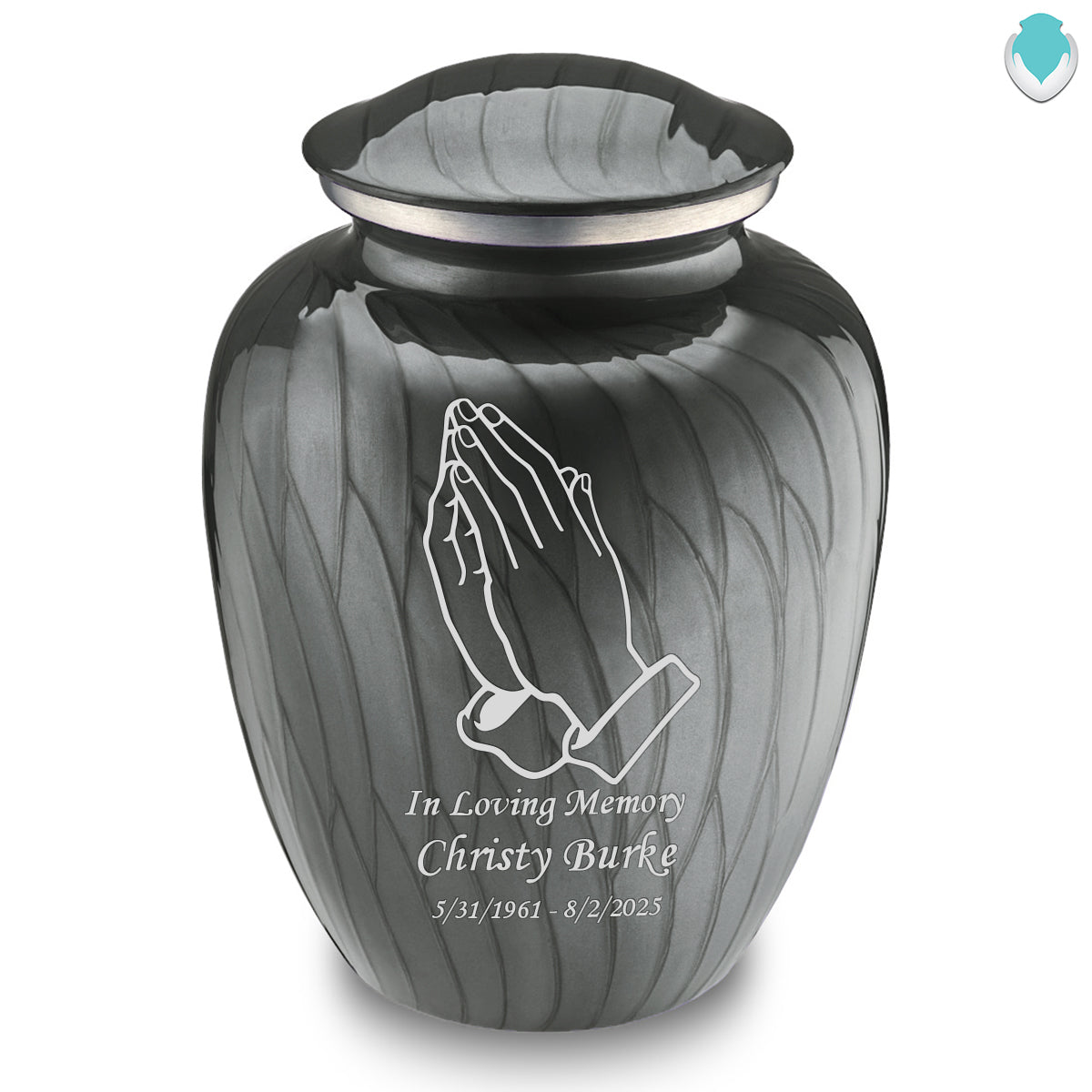 Adult Embrace Pearl Silver Praying Hands Cremation Urn