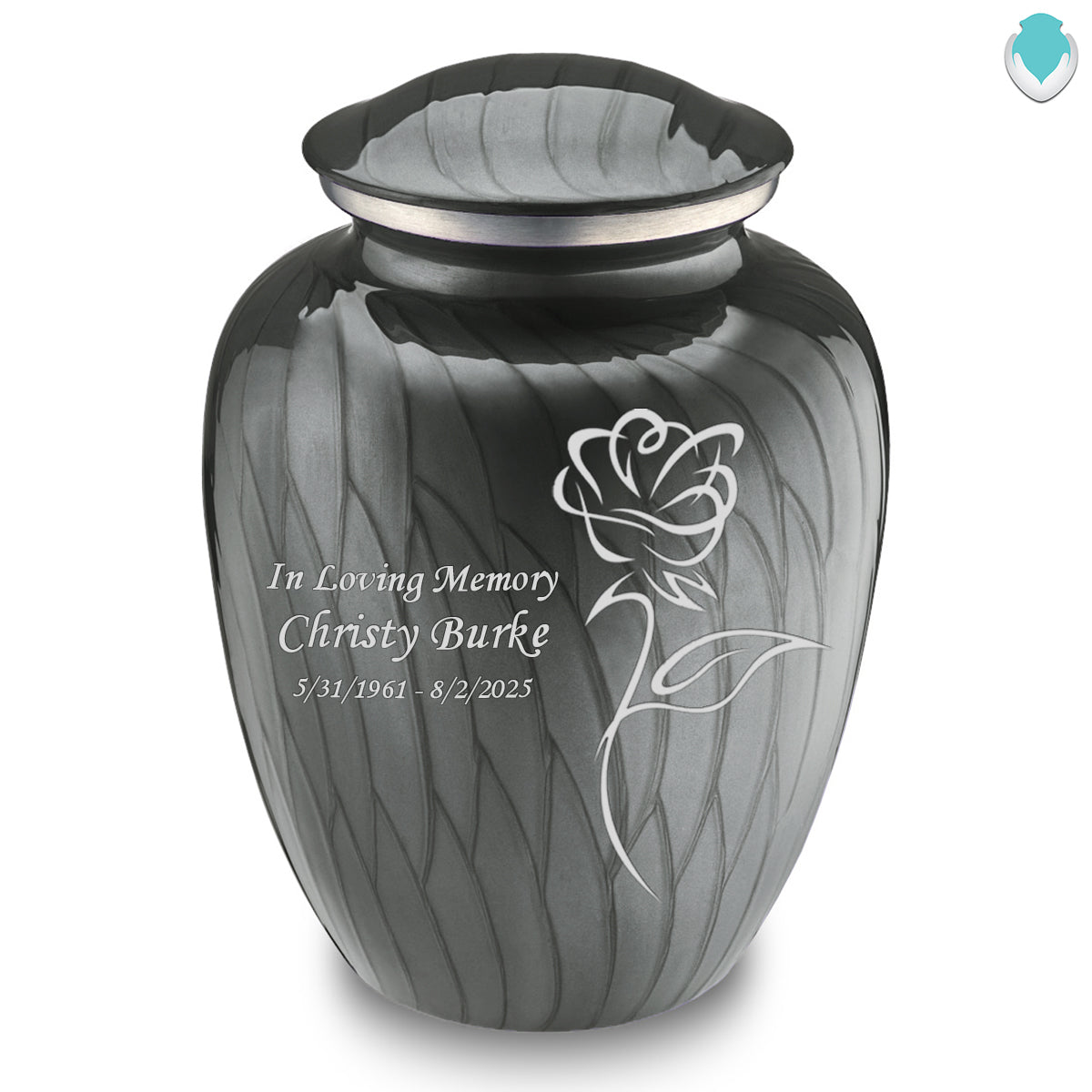 Adult Embrace Pearl Silver Rose Cremation Urn