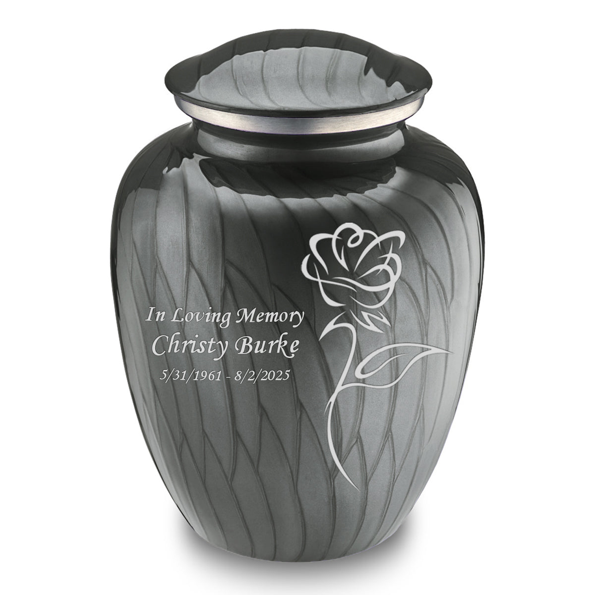 Adult Embrace Pearl Silver Rose Cremation Urn